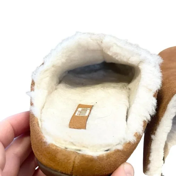 Fit Flop Chrissie Suede Shearling Slipper Chestnut US 7 EUR 38 Slip On Sandal - Picture 8 of 9